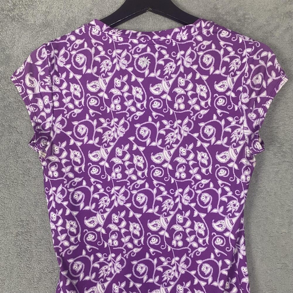 Athleta Dress Womens XS Purple Surplice V-Neck Ruched Wrap Midi Travel - Picture 5 of 12